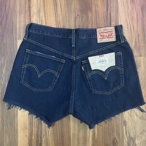 NWT Levi's 501 Original Women's Shorts High Rise Blue Black Wash Raw Hem Size 28